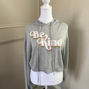 mmmmmm Be Kind Graphic Gray Hoodie Pullover Sweatshirt Womens Size L